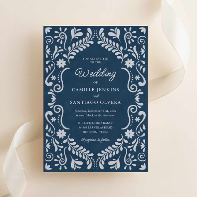 Blue Talavera Mexico Hochzeitseinladung Einladung (Blue Talavera Mexican Wedding Invite)