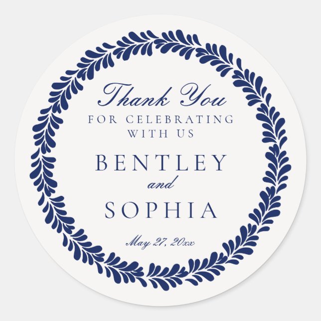 Blue Talavera Tile Spanish Fiesta Gastgeschenk Hoc Runder Aufkleber (Vorderseite)