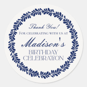 Blue Talavera Tile Spanish Fiesta Geburtstagsfavor Runder Aufkleber