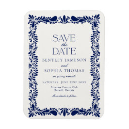 Blue Talavera Tile Spanish Fiesta Save the Date Magnet