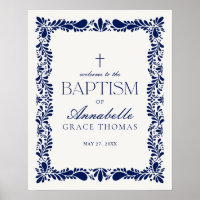 Blue Talavera Tile Spanish Fiesta Taufe Willkommen