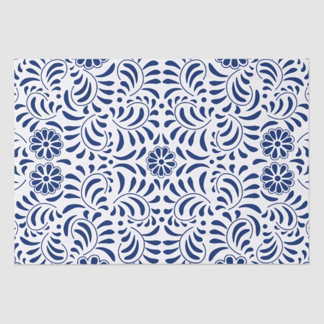 Blue Talavera Tile Spanish Style Fiesta Seidenpapier (Vorderseite)