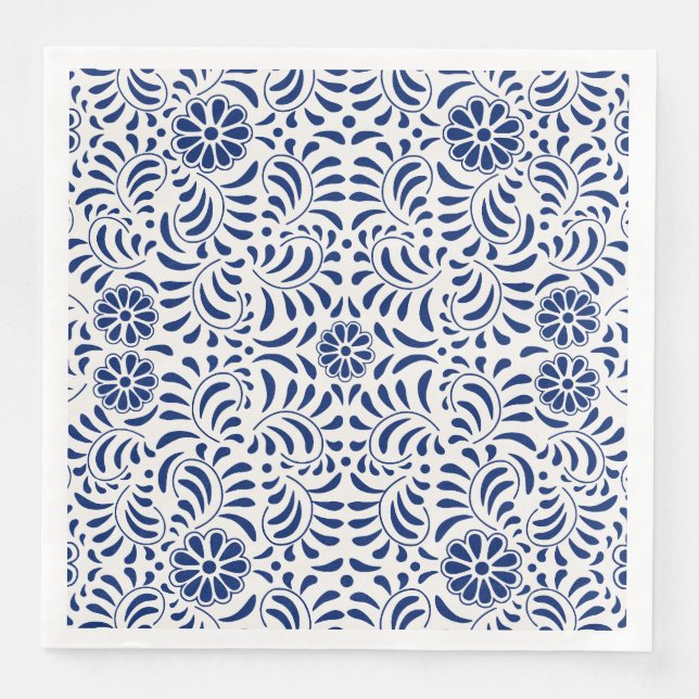 Blue Talavera Tile Spanish Style Fiesta Serviette (Vorderseite)