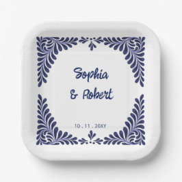 Blue Talavera Tiles Wedding Pappteller
