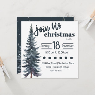 Blue Tall Holiday Pine Tree zu Weihnachten Einladung