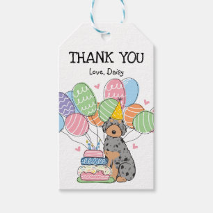 Blue Tan Aussiedoodle Birthday Party Fevor Tags Geschenkanhänger