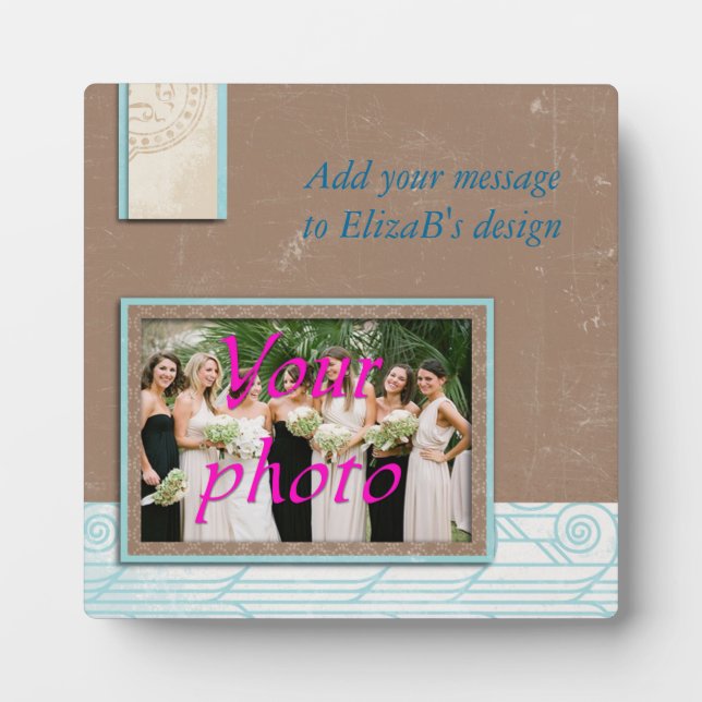 Blue Tan Foto Frame Plaque mit Easel Fotoplatte (Vorderseite)