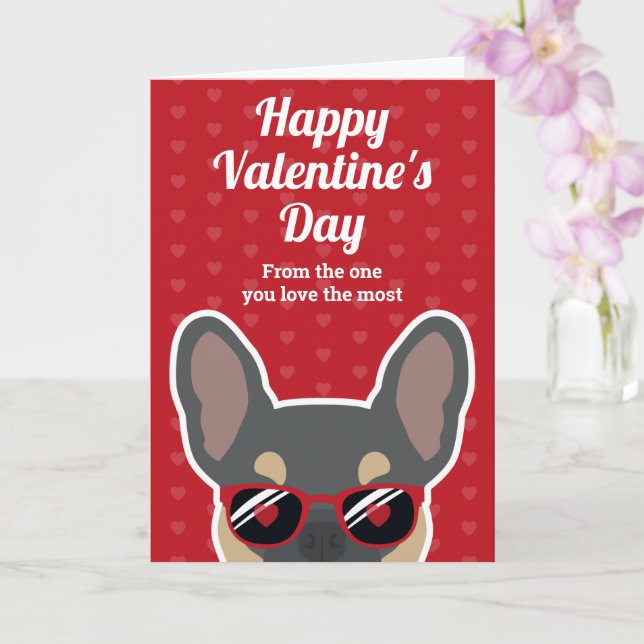 Blue Tan French Bulldog Valentine's Day Card Karte (Orchidee)
