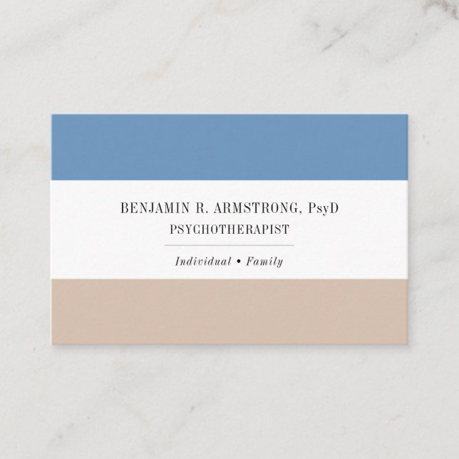 Blue Tan Psychotherapeut Euro Size Business Card Visitenkarte (Vorderseite)
