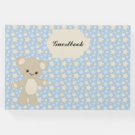 BLUE & TAN STARS & TAN TEDDY BEAR GÄSTEBUCH