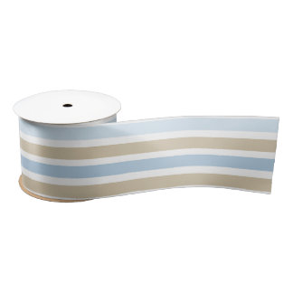 BLUE & TAN STREIFEN SATINBAND