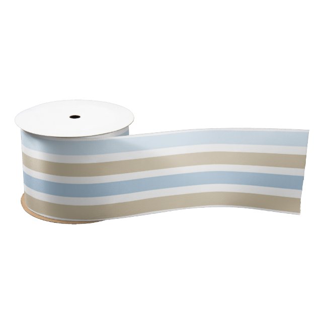 BLUE & TAN STREIFEN SATINBAND (Spule)