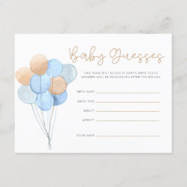 Blue Tan Teddy Bear Balloons Baby räesses Postkarte