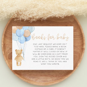 Blue Tan Teddy Bear Balloons Bücher für Baby Begleitkarte