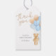 Blue Tan Teddy Bear Balloons Gift Tags Geschenkanhänger (Vorderseite)