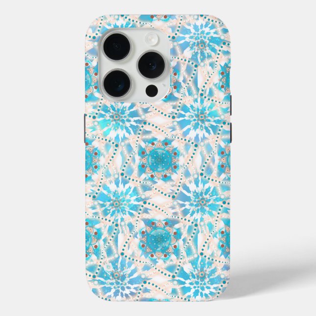 Blue Tan Winter Mandala Pattern Case-Mate iPhone Hülle (Rückseite)