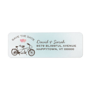 Blue Tandem Bicycle Save the Date Label