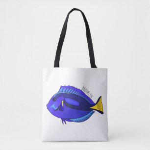Blue tang fish cartoon illustration tasche