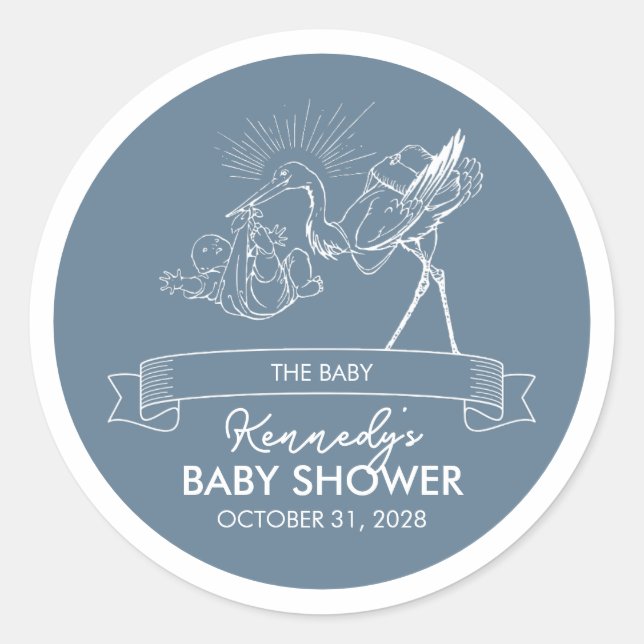 Blue Tarot Baby Dusche Runder Aufkleber (Vorderseite)