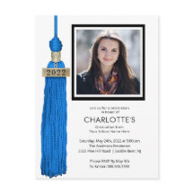 Blue Tassel Photo Graduation Invitation 