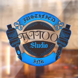 Blue Tattoo Shop Business Front anpassen Fensteraufkleber