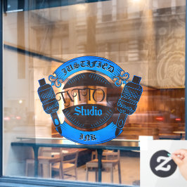 Blue Tattoo Shop Business Front anpassen Fensteraufkleber