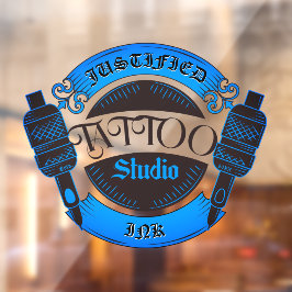 Blue Tattoo Shop Business Front anpassen Fensteraufkleber