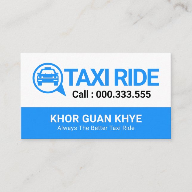 Blue Taxi Car Speech Box Visitenkarte (Vorderseite)