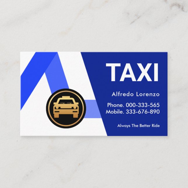 Blue Taxi Routes Ride Share Visitenkarte (Vorderseite)