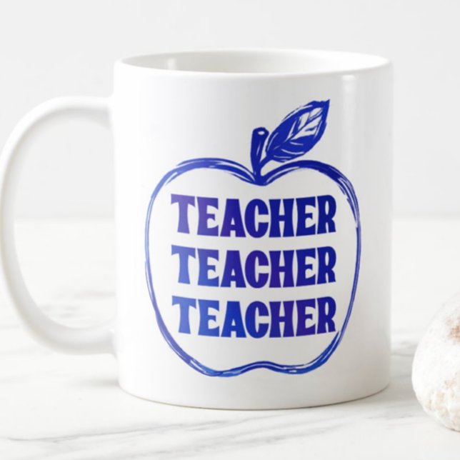 Blue Teacher Apple Outline Appreciation Pride Gift Kaffeetasse (Von Creator hochgeladen)