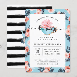 Blue Teacup Tea Party Bridal Douche Invitation