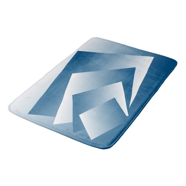 Blue Teal geometry Badematte (Schrägansicht)