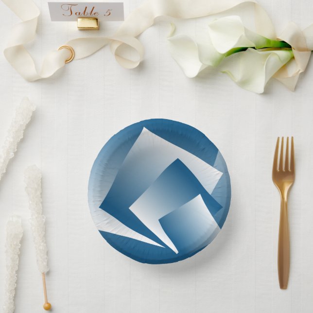 Blue Teal geometry Pappteller (Hochzeit)