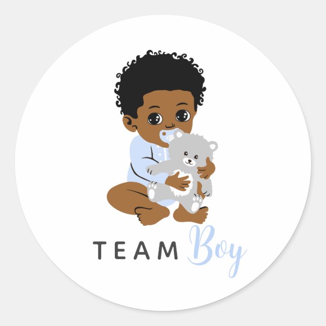 Blue Team Boy Sticker with Black Baby and Bear (Devant)
