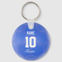 Blue Team Soccer Ball Personalisierter Name Schlüsselanhänger