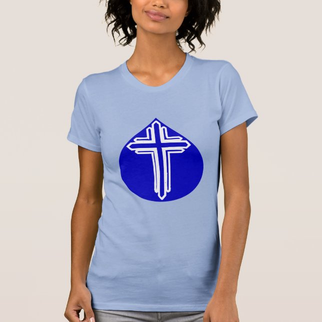 Blue Teardrop White Cross T-Shirt (Vorderseite)
