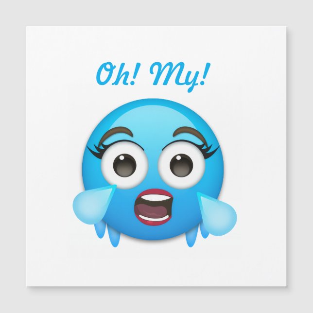 Blue Tears of Joy: The Overwhelmed Emoji Magnetkarte (Vorderseite)