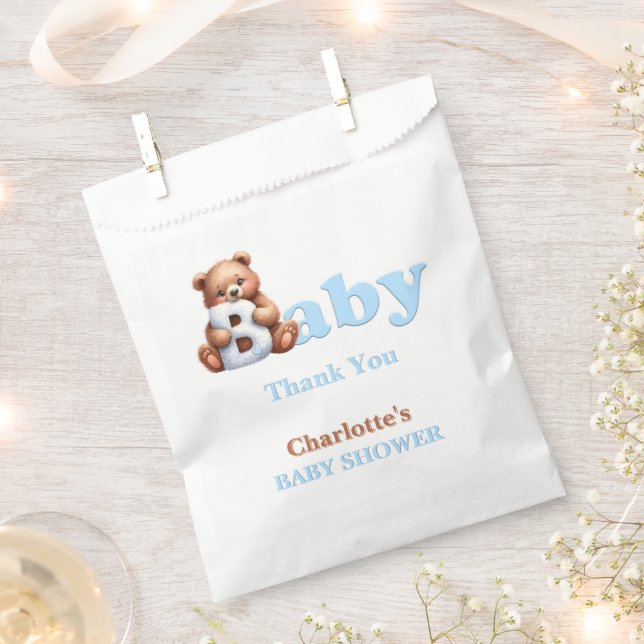 Blue Teddy Bear Baby Dusche Danke Geschenktütchen (Ausgeschnitten)