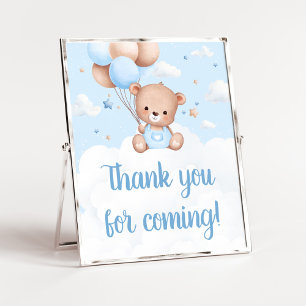Blue Teddy Bear Baby Dusche Danke Sign Poster