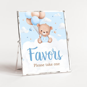 Blue Teddy Bear Baby Dusche Favorit Schild