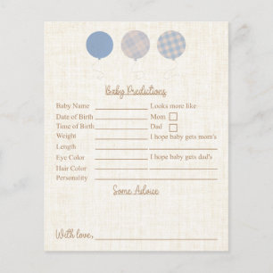 Blue Teddy Bear Baby Dusche Vorhersagen und Ratsch
