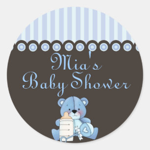 Blue Teddy Bear Baby Shockaufkleber Runder Aufkleber