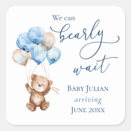 Blue Teddy Bear Baby Shooter Quadratischer Aufkleber