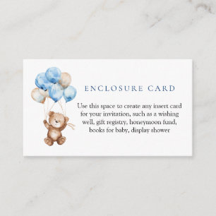 Blue Teddy Bear Baby Shooting Card Begleitkarte