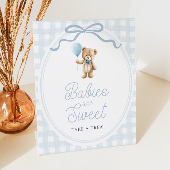Blue Teddy Bear Baby Shower Sweets Table Sockelschild (Von Creator hochgeladen)