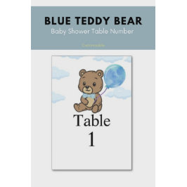 Blue Teddy Bear Baby Shower  Tischnummer