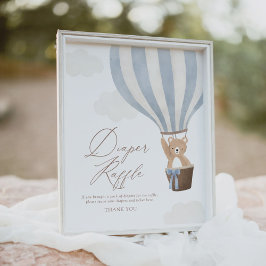 Blue Teddy Bear Balloon Baby Dusche Windel Windeln Poster