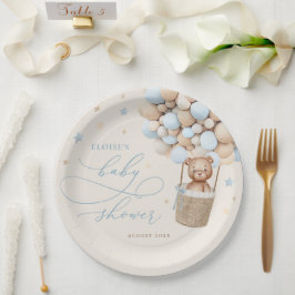 Blue Teddy Bear Balloon Babydusche frühzeitig abwa Pappteller