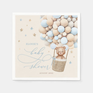 Blue Teddy Bear Balloon Babydusche frühzeitig abwa Serviette