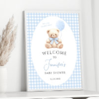 Blue Teddy Bear Balloon Bow Baby Dusche Willkommen
